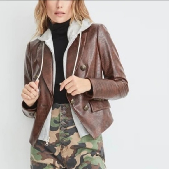 NWT Veronica Beard Cooke Vegan Croc-Embossed Leather Dickey Jacket, Chicory Sz10 - Picture 2 of 2